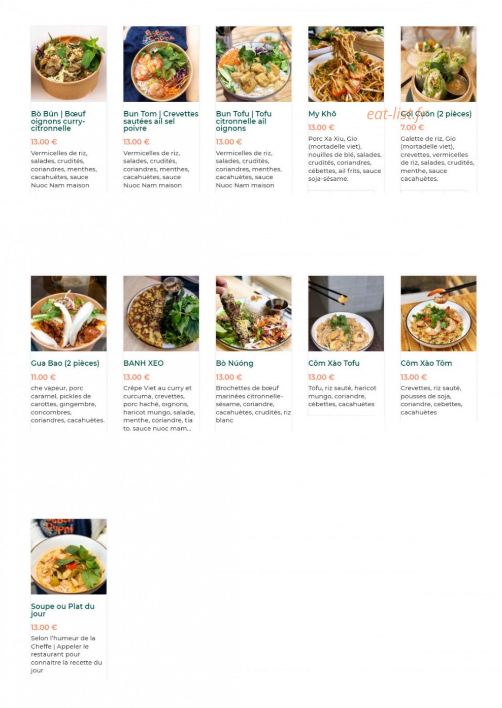 Bòbún Càphê — carte page 1