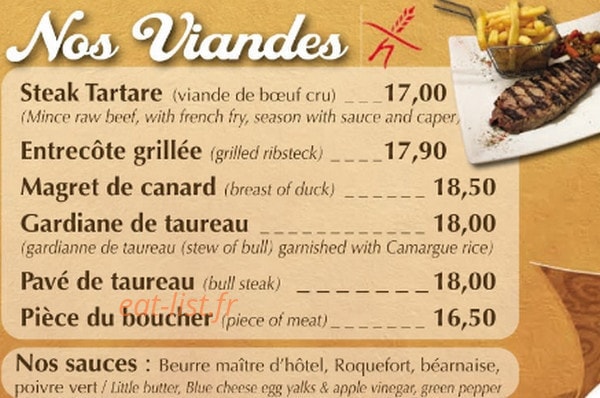 Brasserie des arènes — carte page 6