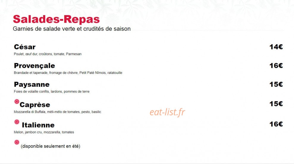 Brasserie le Printemps — carte page 2
