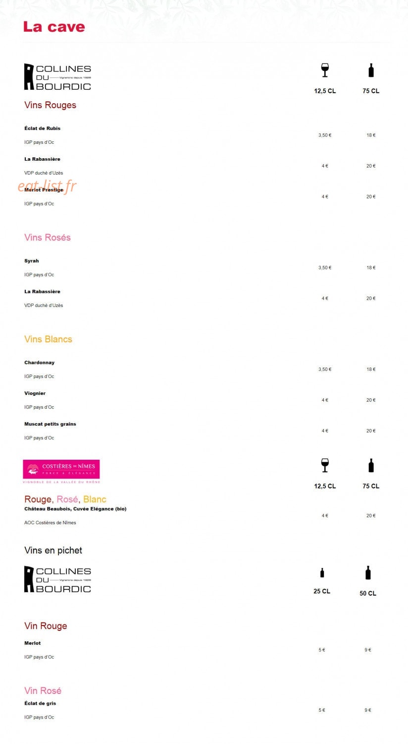 Brasserie le Printemps — carte page 8