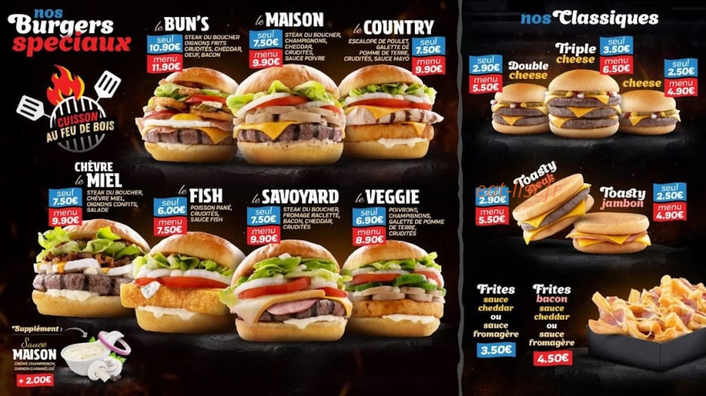 Bun's Burger — carte page 3
