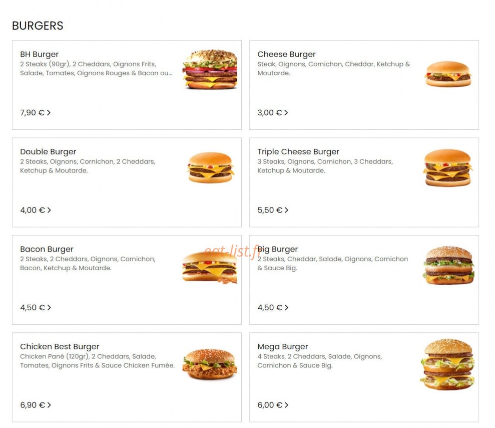 Burger House — carte page 3