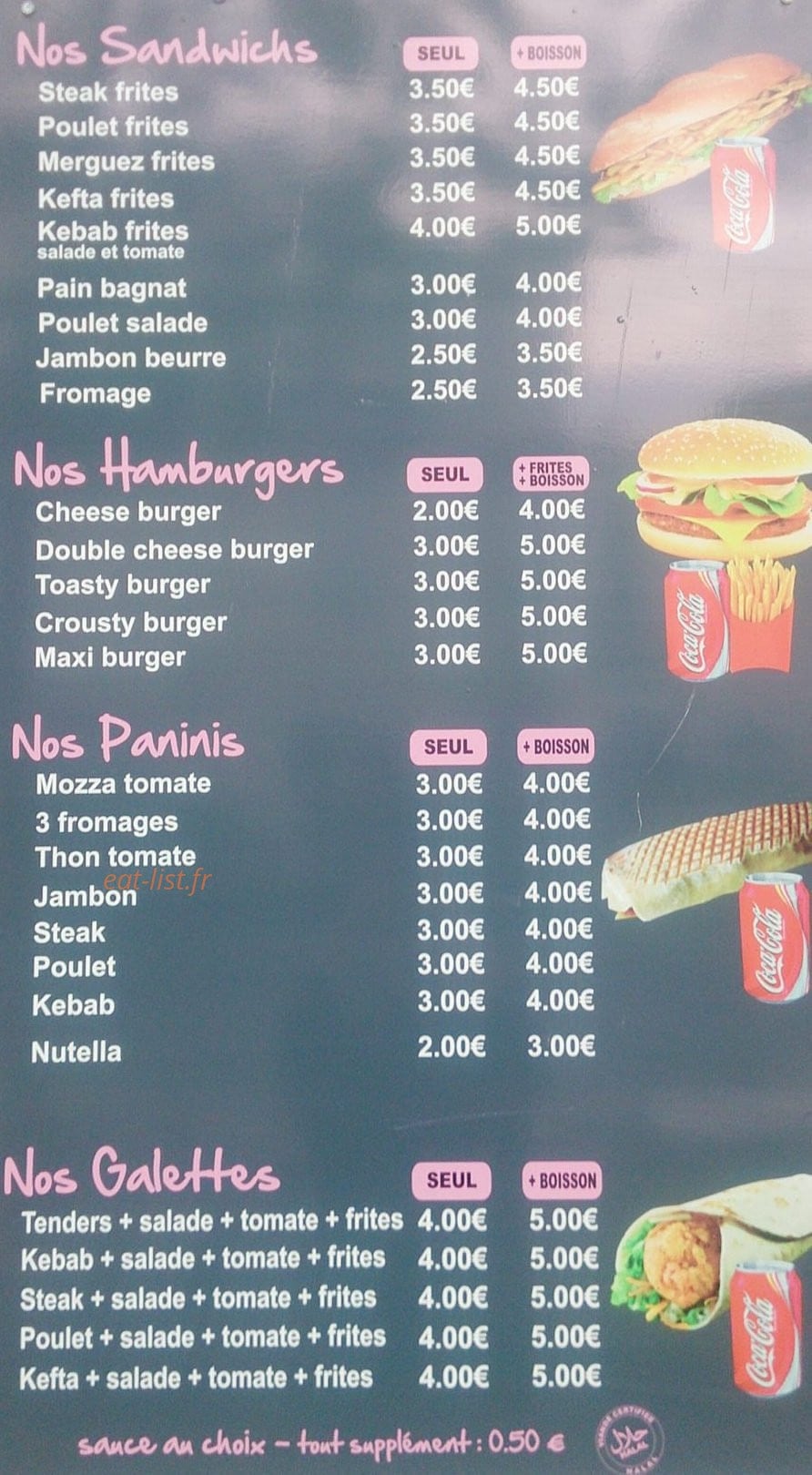 Chez Anni Burger — carte page 1