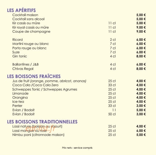 Chez Rani — carte page 3