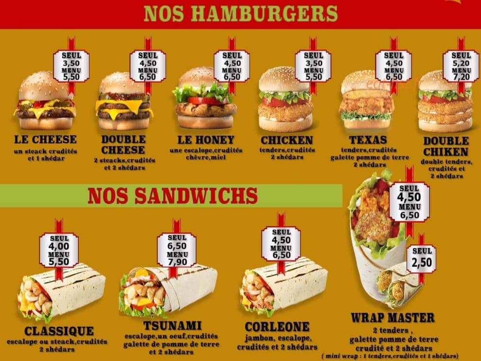Chicken Chips — carte page 1