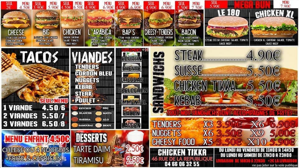 Chicken Tika — carte page 2