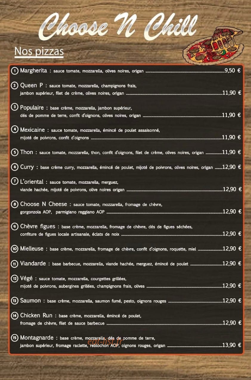 Choose N Chill — carte page 1