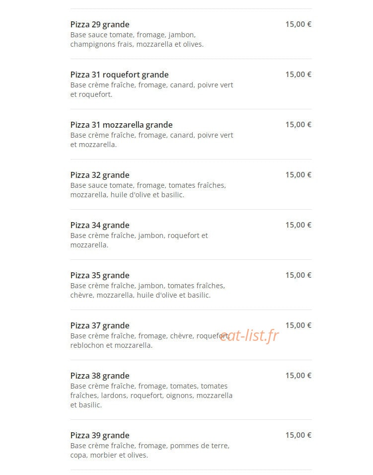 Dolce Pizza — carte page 11