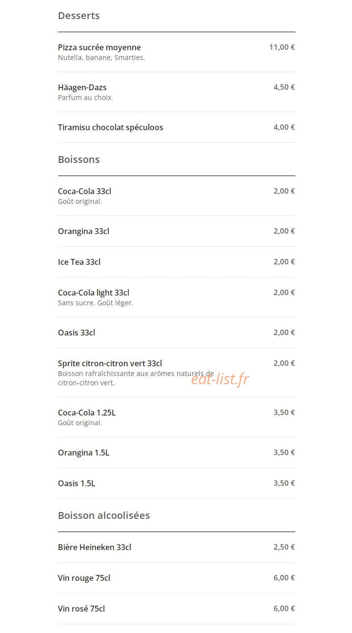 Dolce Pizza — carte page 12