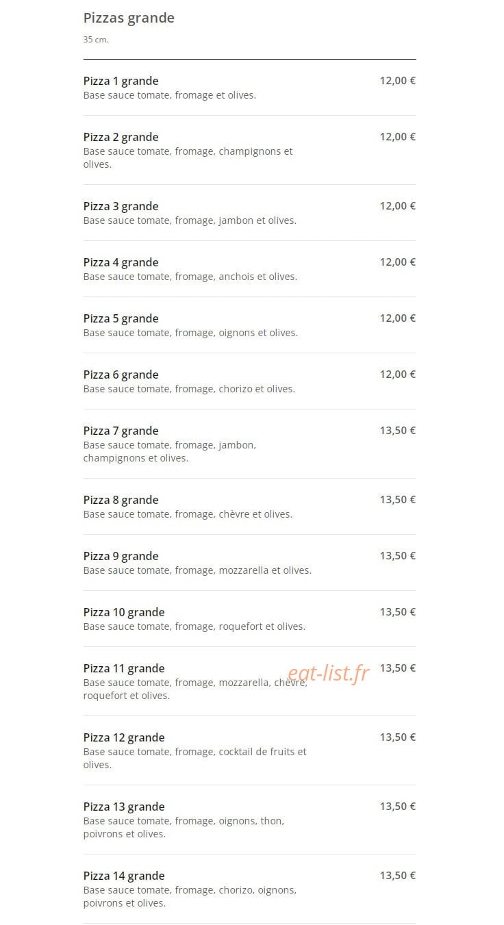 Dolce Pizza — carte page 9