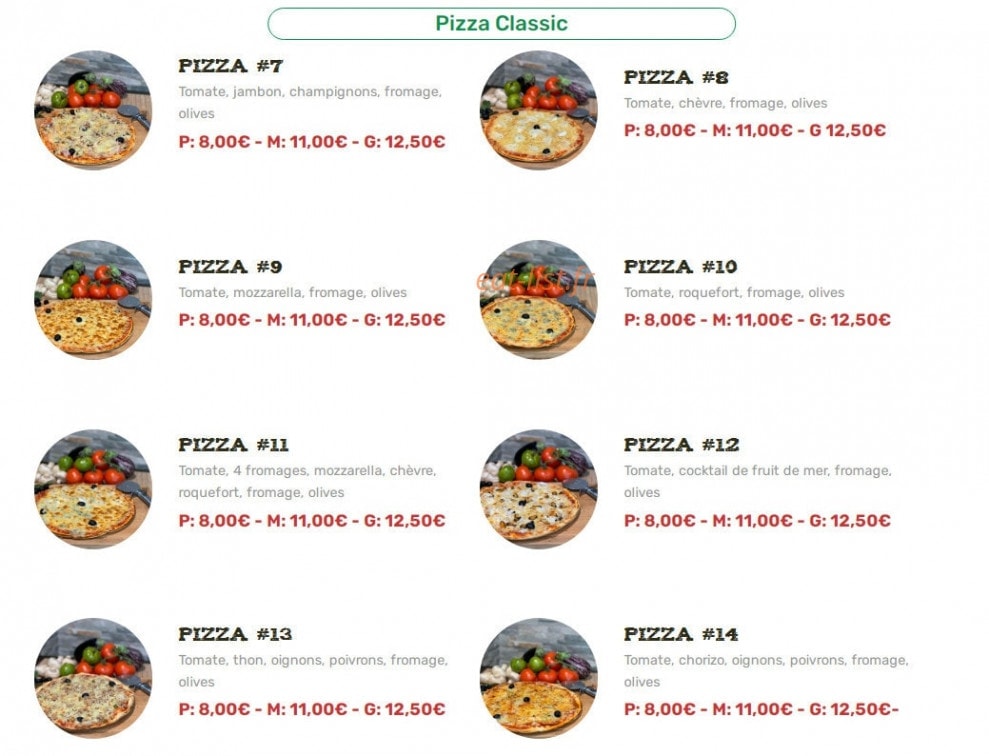 Dolce Pizza — carte page 2
