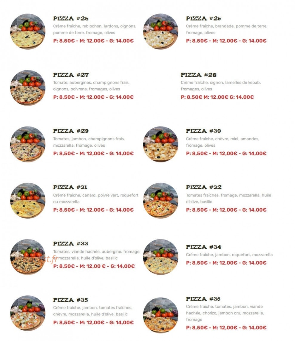 Dolce Pizza — carte page 4