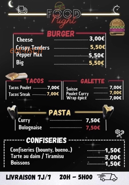 Food night — carte page 2