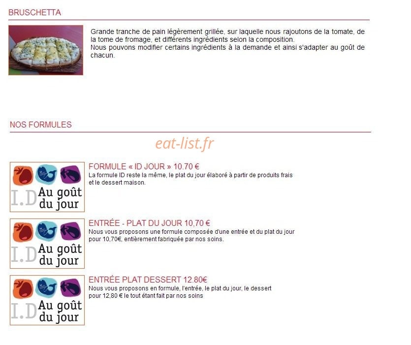 Id au Goût du Jour — carte page 1