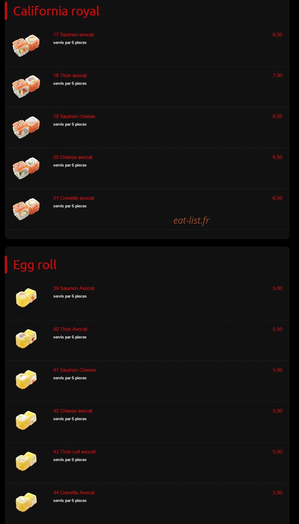 Kyoto sushi — carte page 3