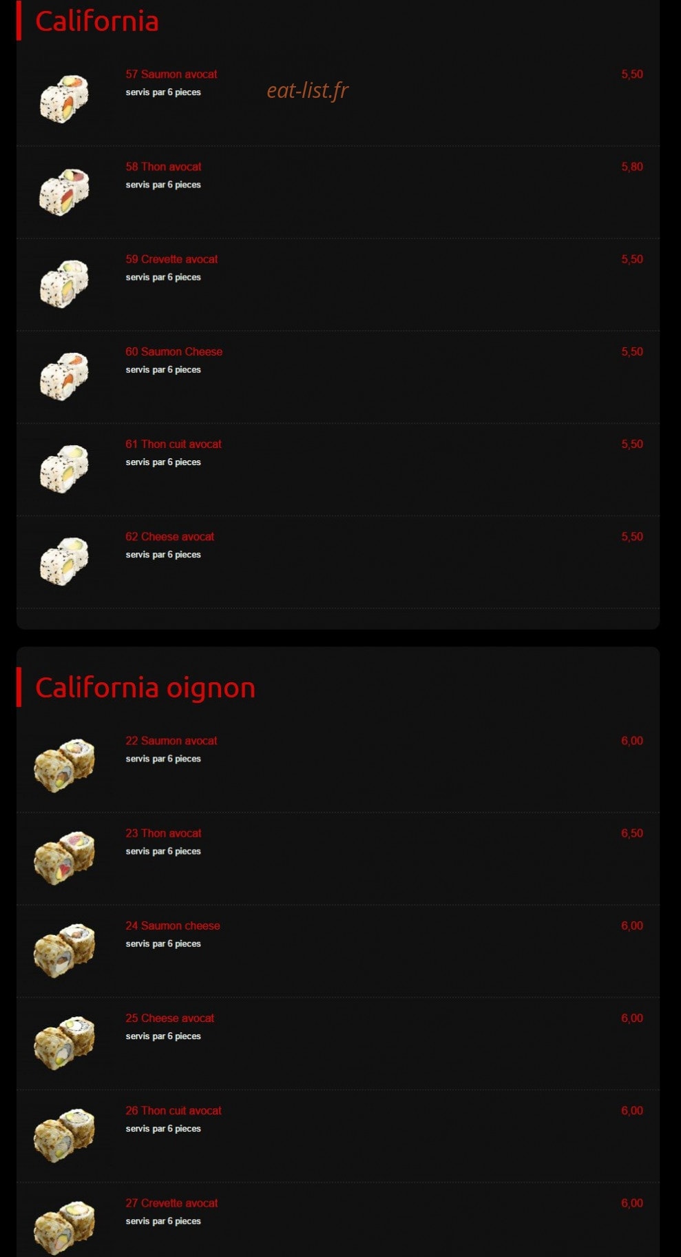 Kyoto sushi — carte page 2