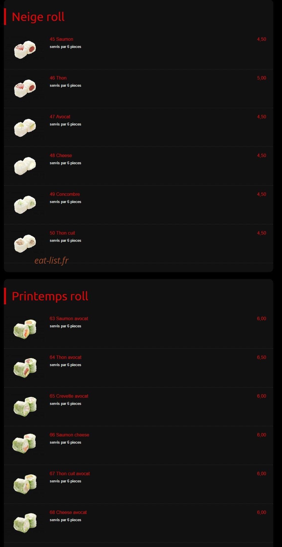 Kyoto sushi — carte page 5