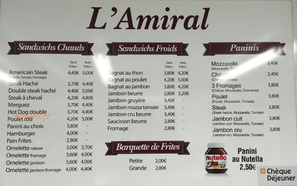 L'amiral — carte page 1