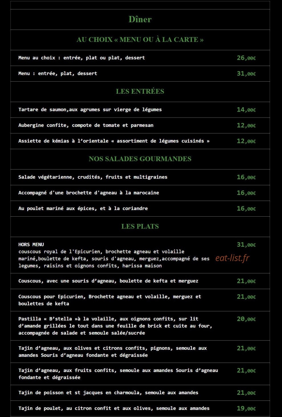 L'epicurien — carte page 2