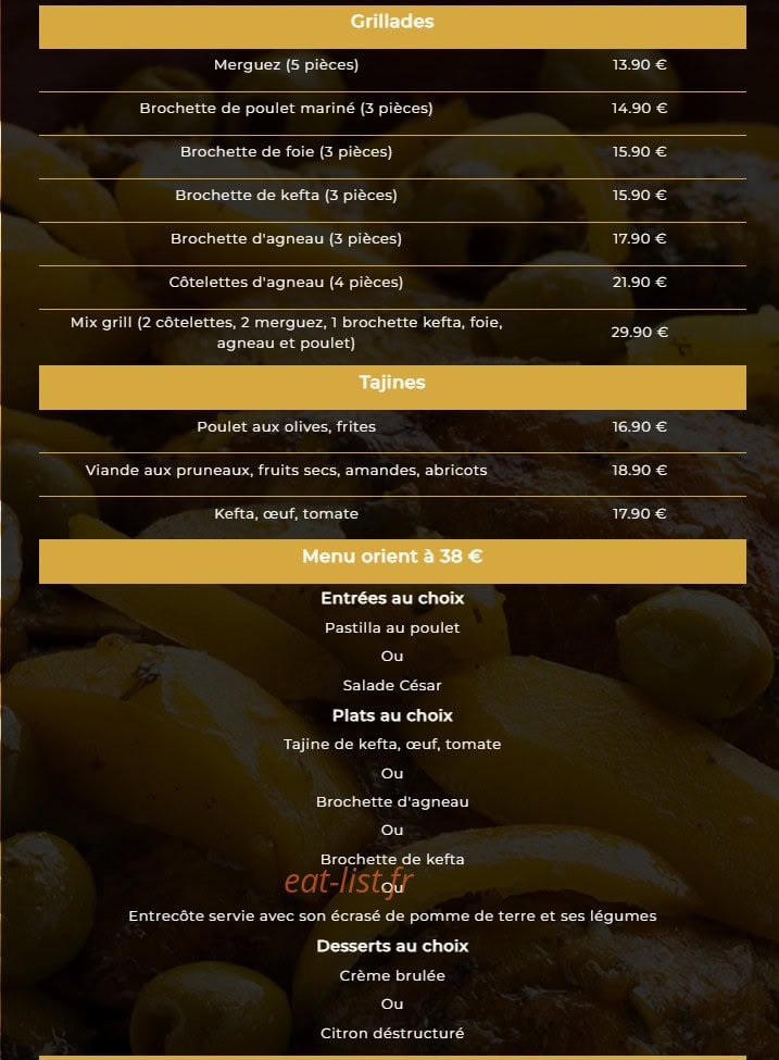 L'oriental grill — carte page 2