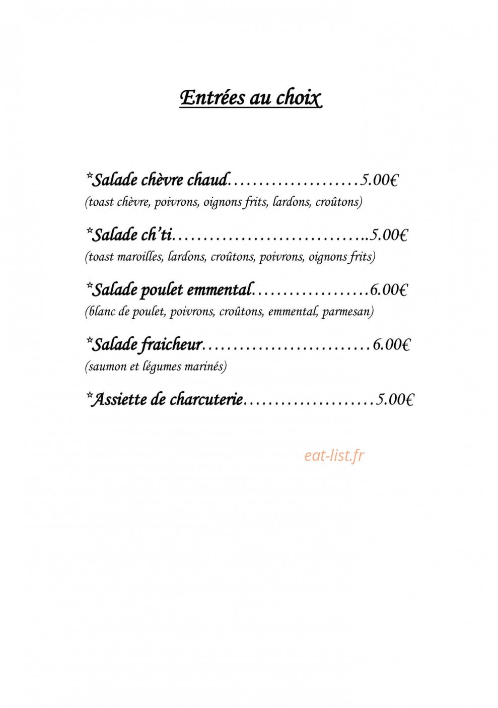 La Cale à bière — carte page 1