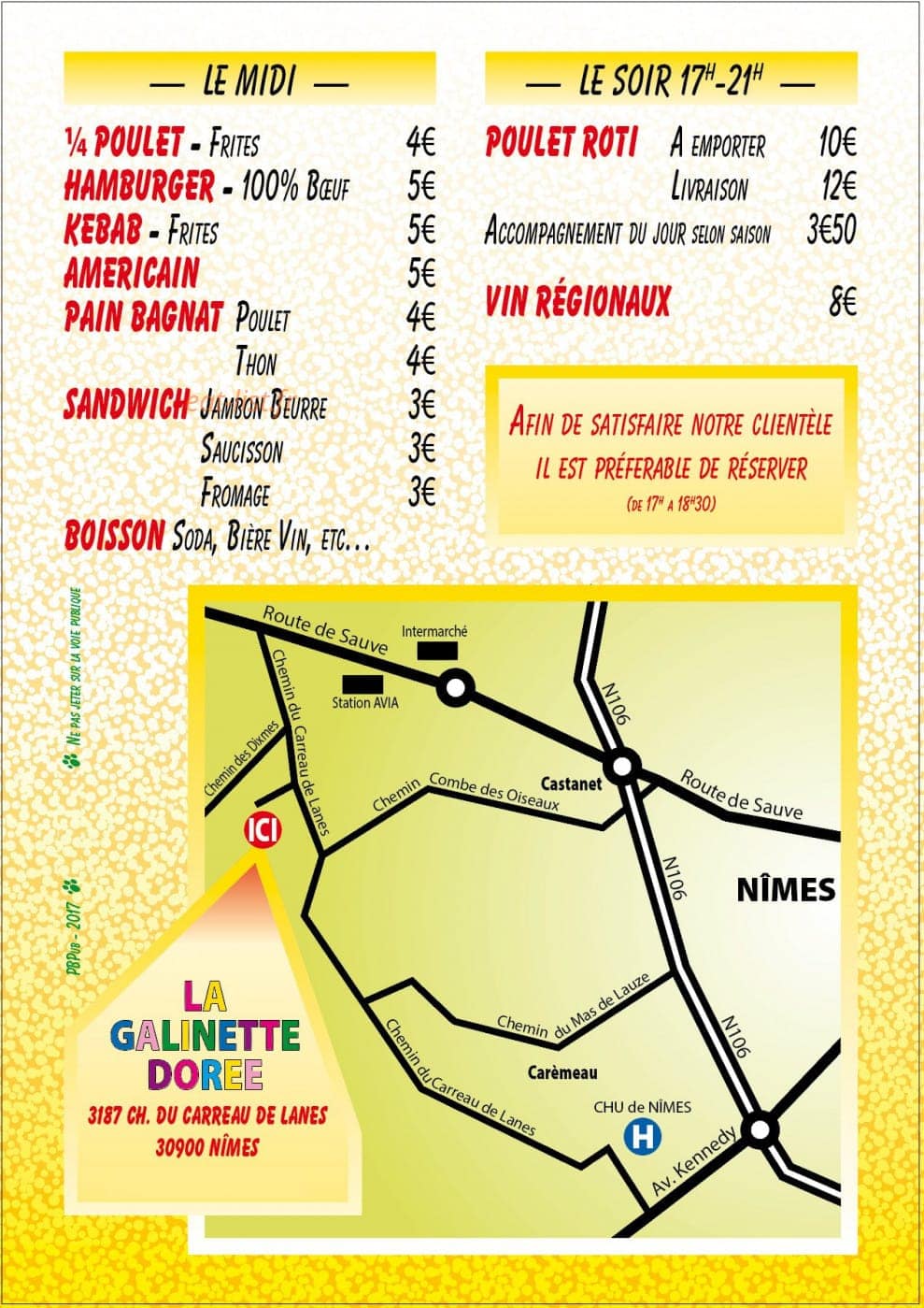 La Doree à Nîmes menu et photos