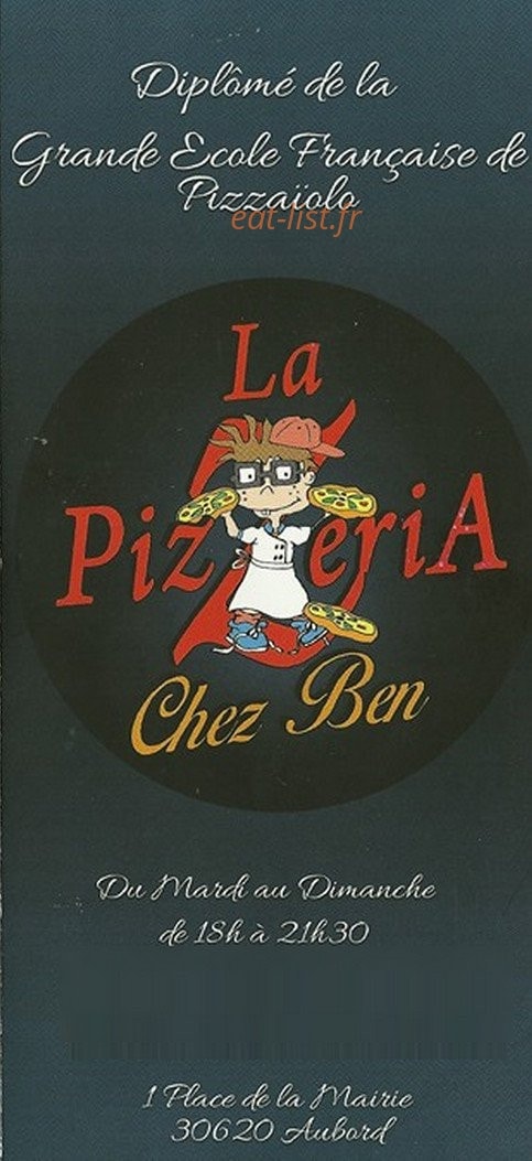 La Pizzeria Chez Ben — carte page 1