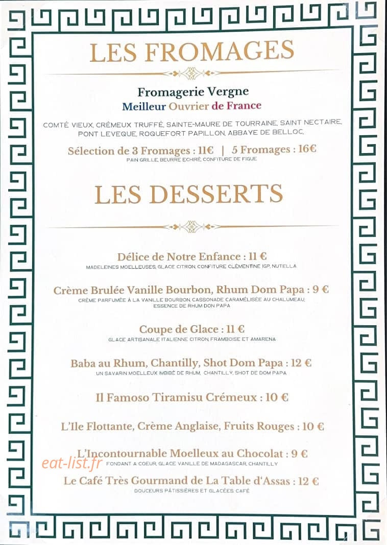 La Table d'Assas — carte page 4