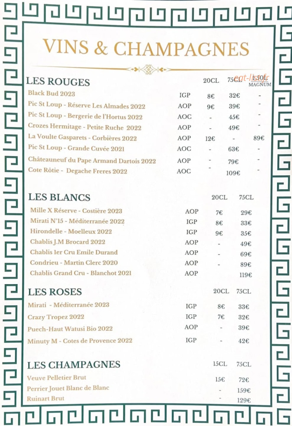 La Table d'Assas — carte page 5