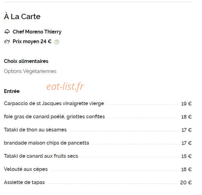 La Table — carte page 2