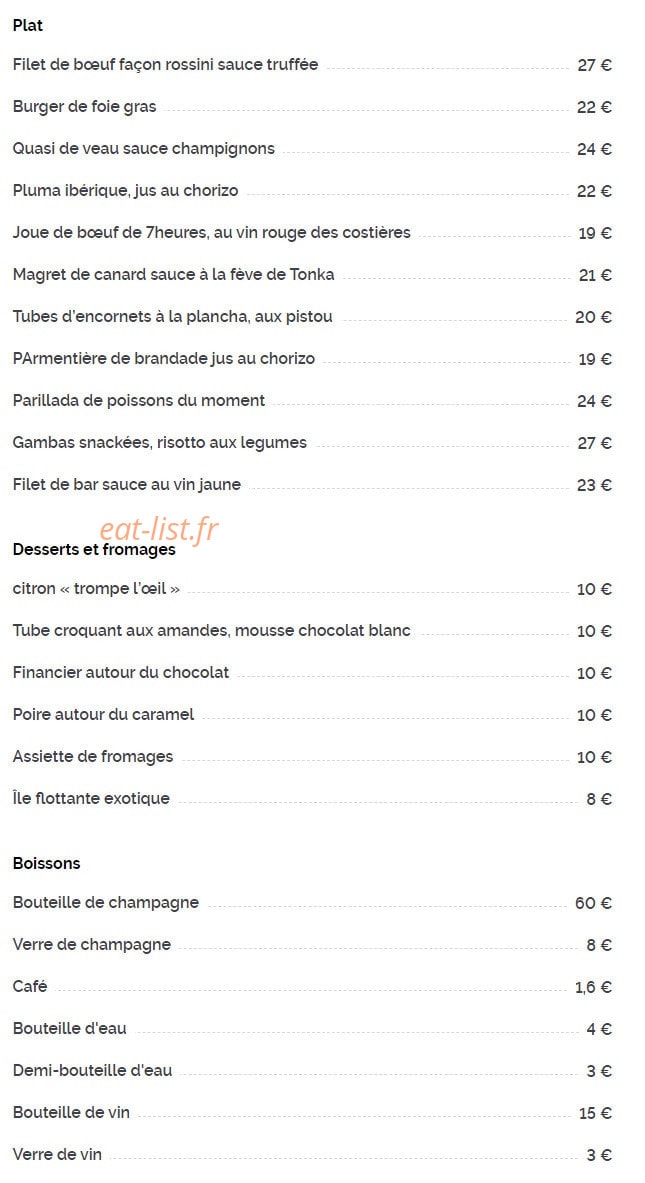 La Table — carte page 3