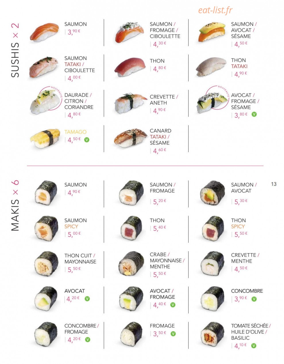Lady Sushi — carte page 11