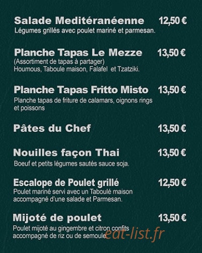 Latelier Kitchen — carte page 1