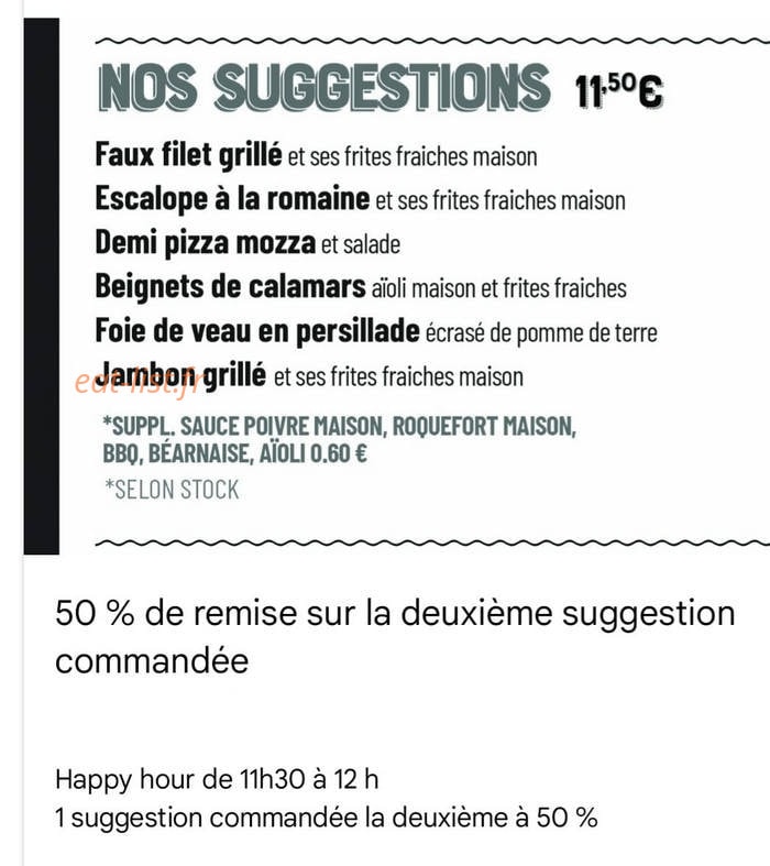 Le Bistrot — carte page 1