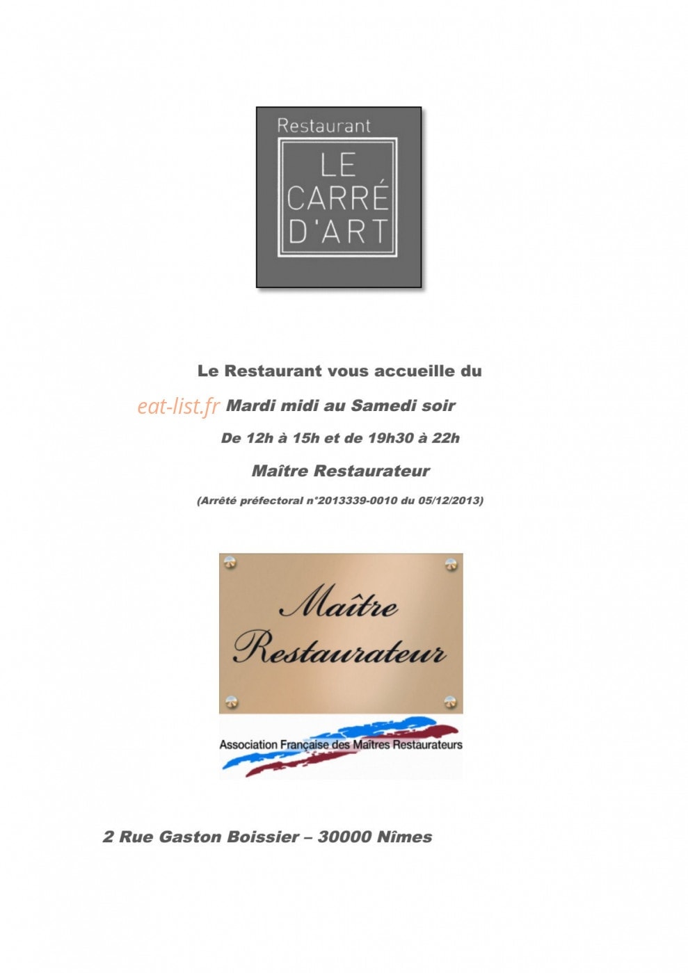 Le Carré d'Art — carte page 1