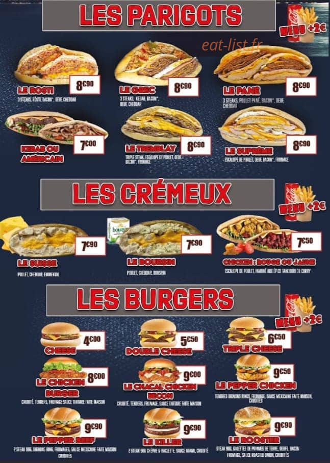 Le chacal food night 30 — carte page 2
