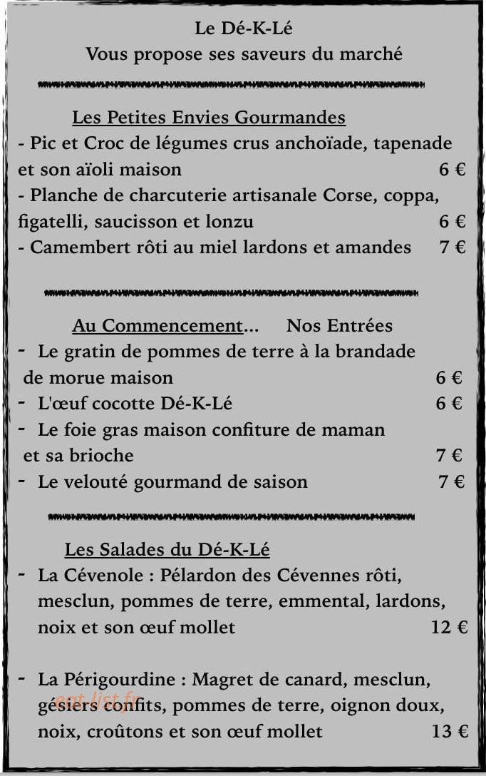 Le Dé-K-Lé — carte page 1