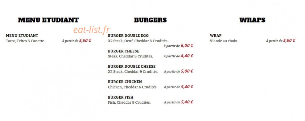 Le Milk & Kebab — carte page 1