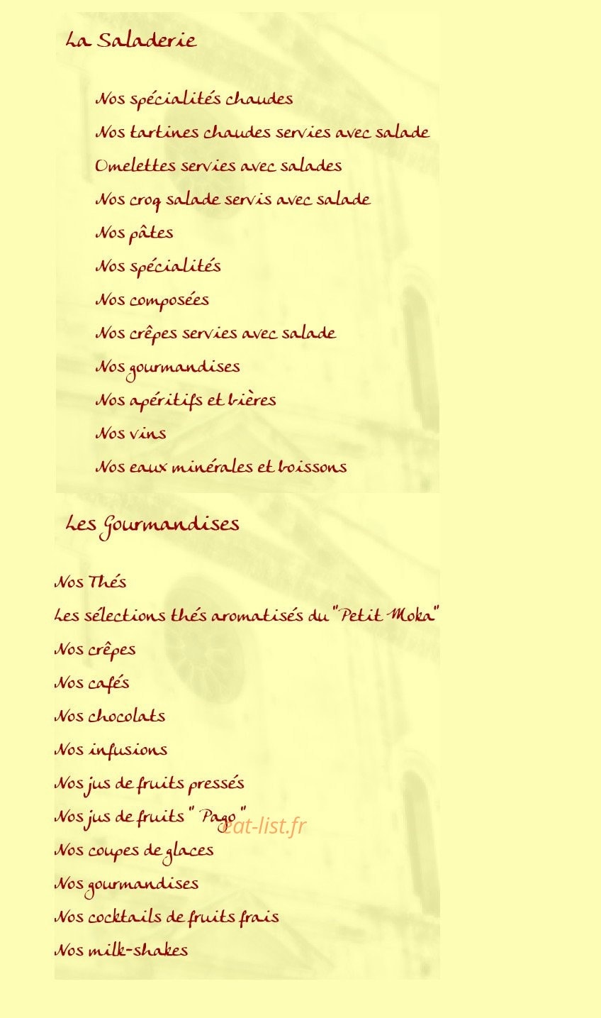 Le Petit Moka — carte page 1