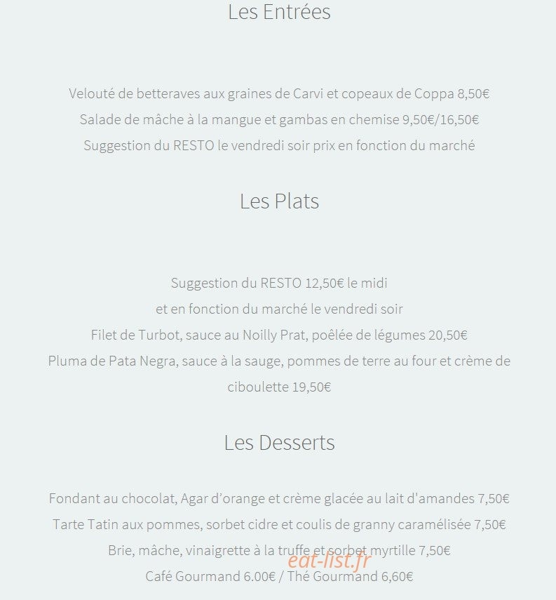 Le Resto — carte page 1