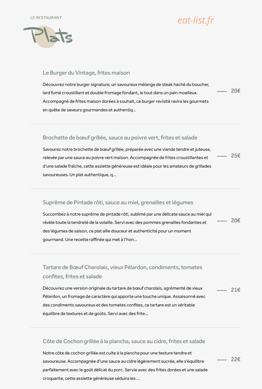 Le Vintage…suite — carte page 2