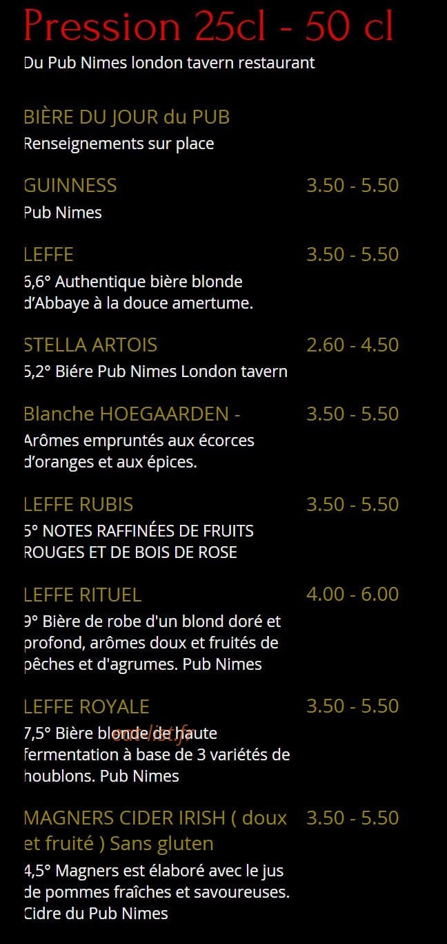 London Tavern — carte page 4