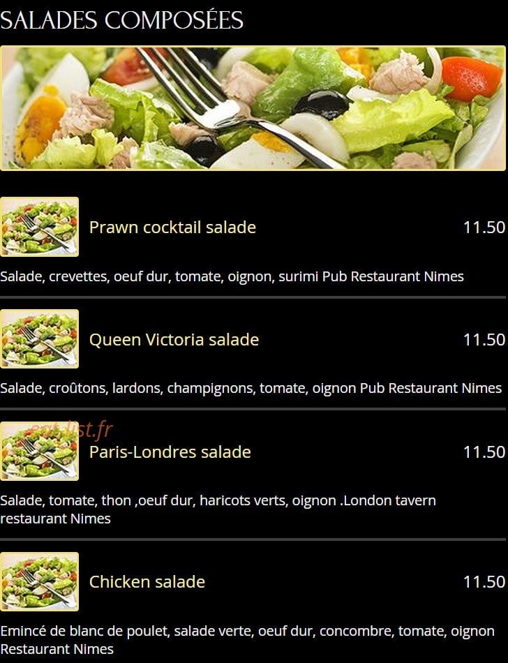 London Tavern — carte page 1