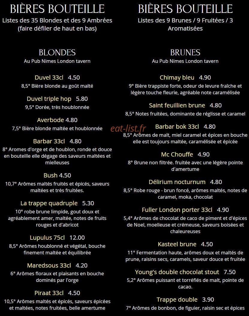 London Tavern — carte page 5