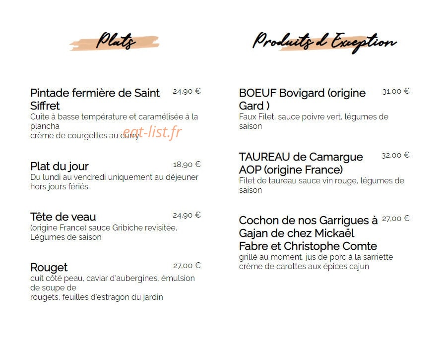 Lou Mas Café — carte page 2