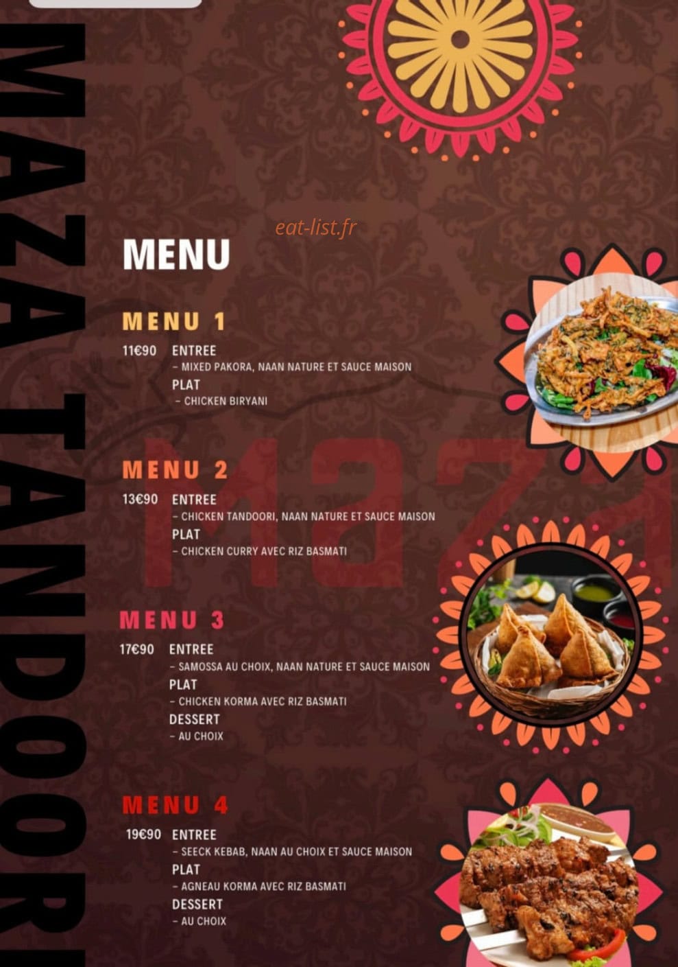 Maza Tandoori — carte page 7