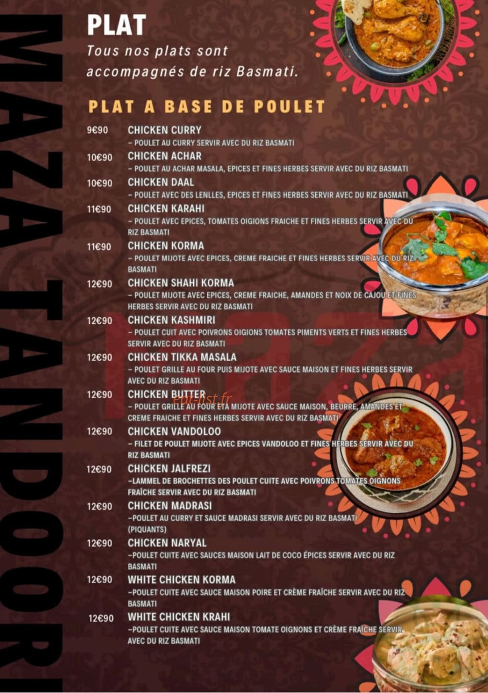 Maza Tandoori — carte page 3