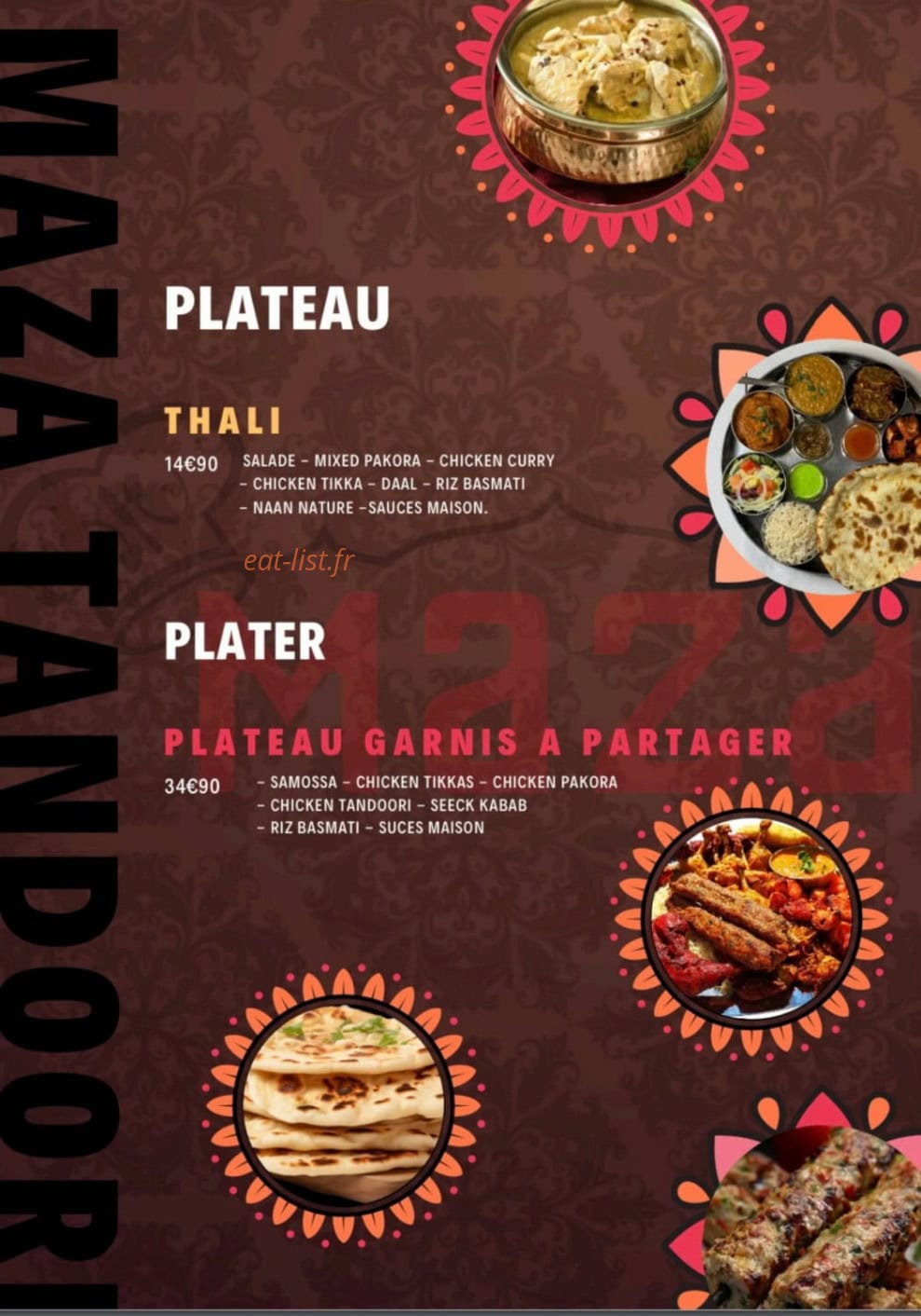 Maza Tandoori — carte page 1