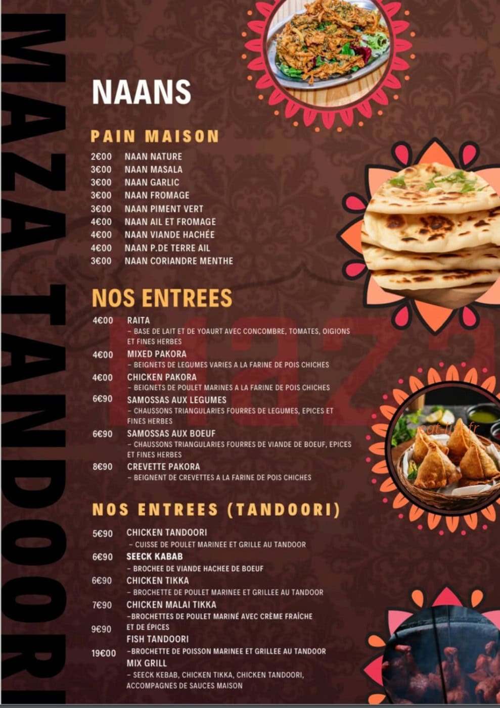 Maza Tandoori — carte page 2