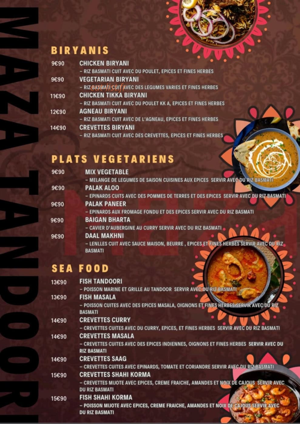 Maza Tandoori — carte page 5